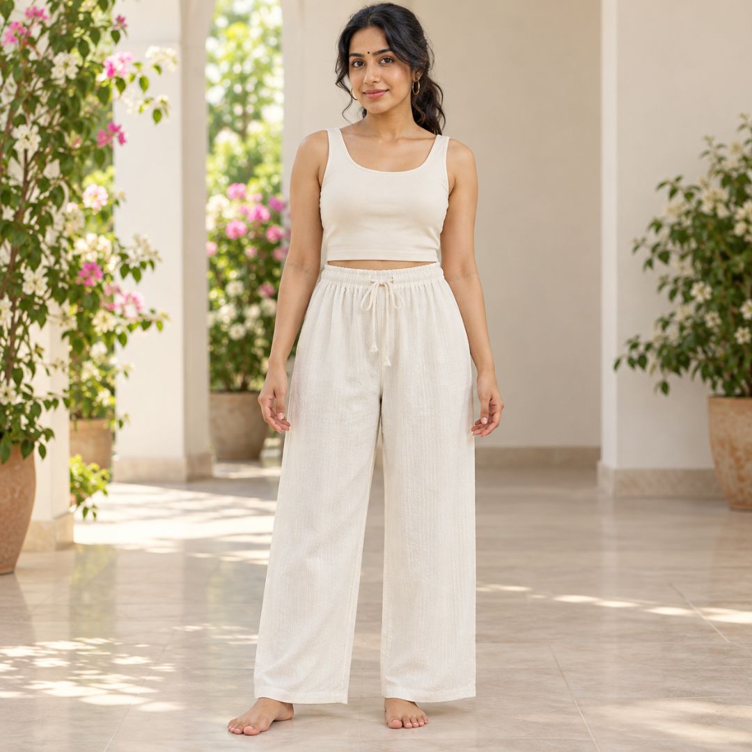 Off White  Color  Free Size Palazzo Pant