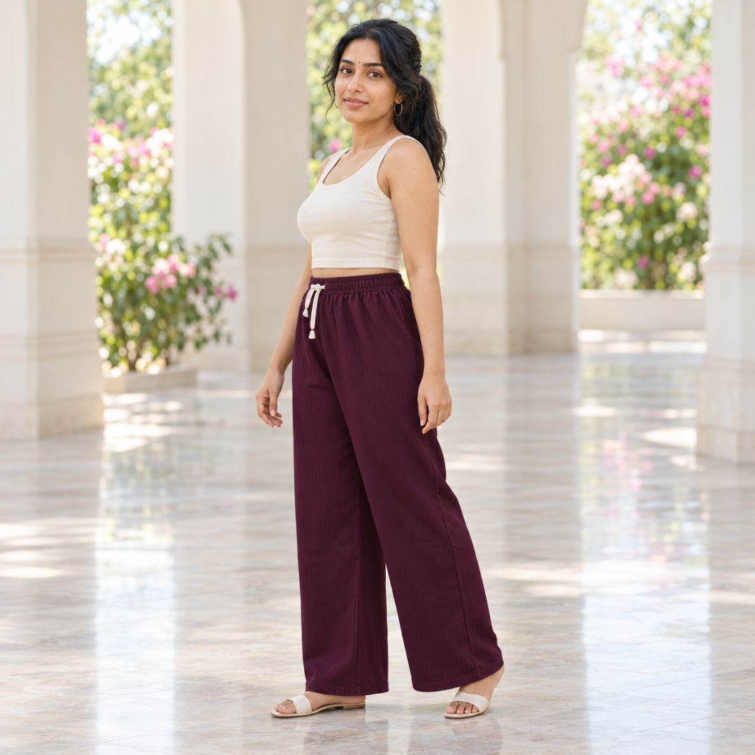 Wine Color  Free Size Palazzo Pant