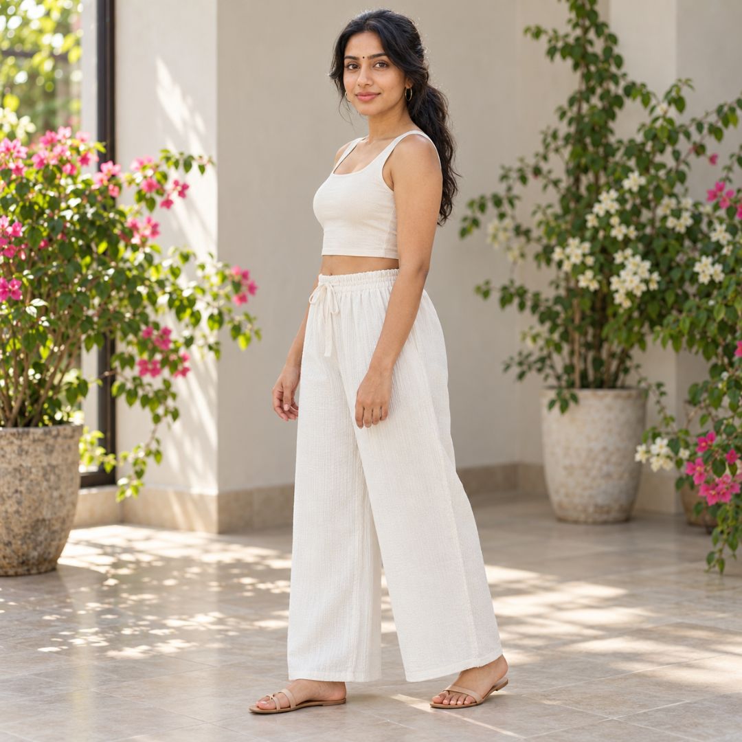 Off White  Color  Free Size Palazzo Pant