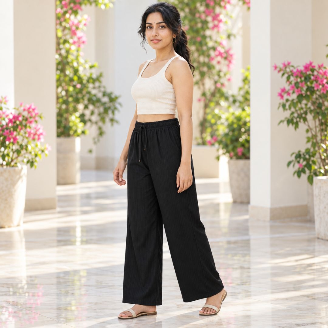Black Color  Free Size Palazzo Pant