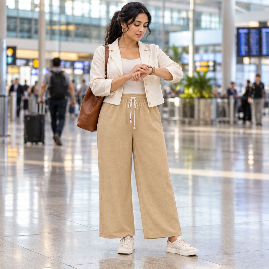 L. Fawn Color  Free Size Palazzo Pant