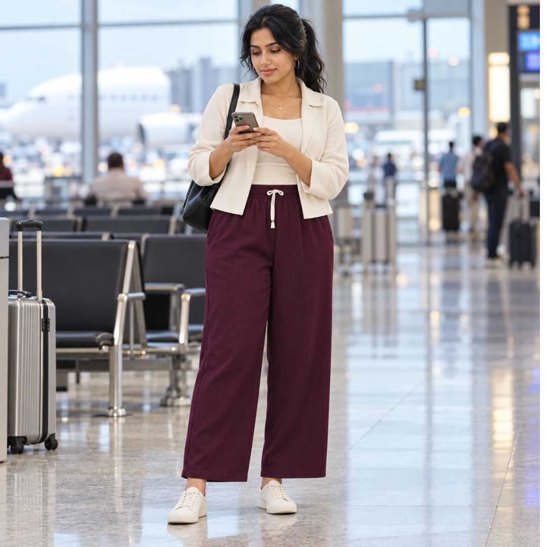 Wine Color  Free Size Palazzo Pant