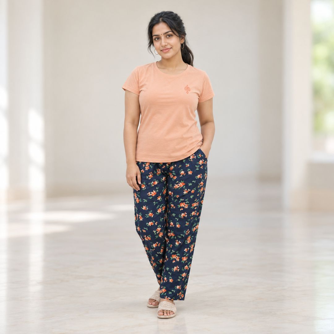 Peach  Color Cotton Pyjama set