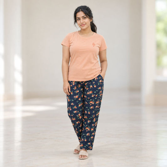 Peach  Color Cotton Pyjama set