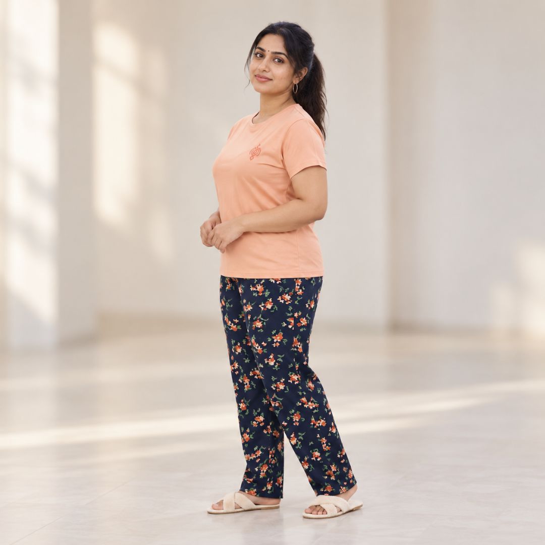 Peach  Color Cotton Pyjama set