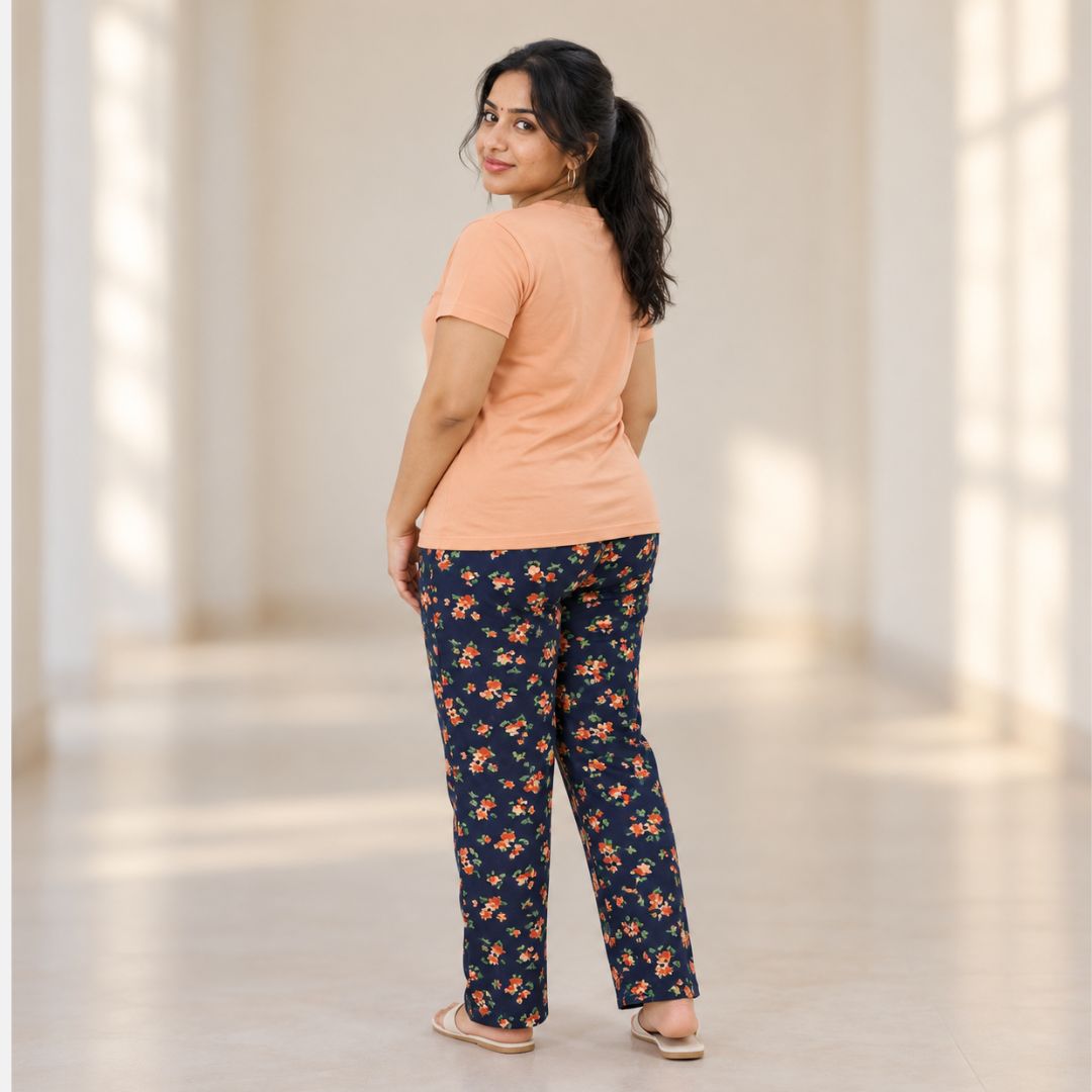Peach  Color Cotton Pyjama set