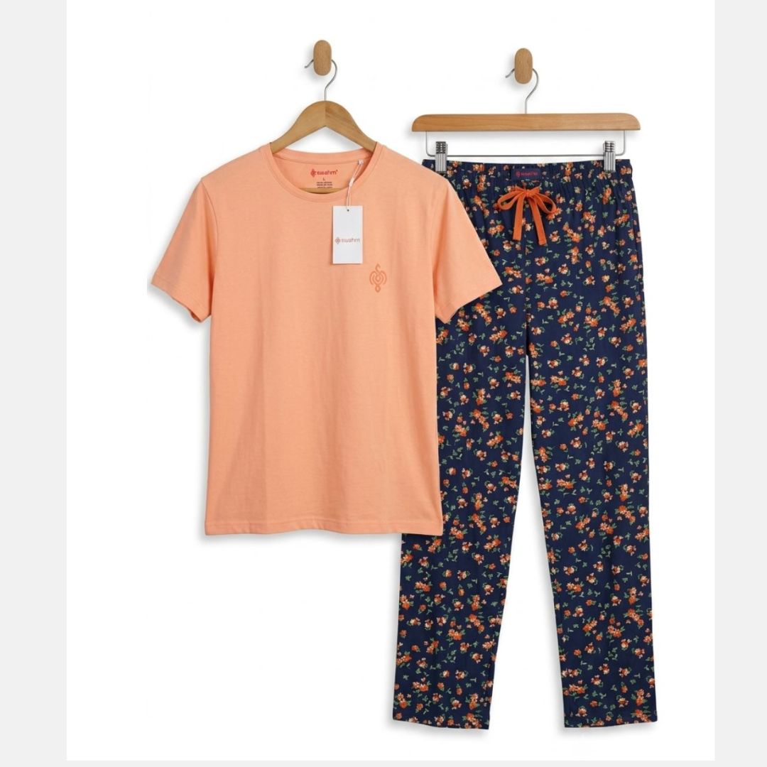 Peach  Color Cotton Pyjama set
