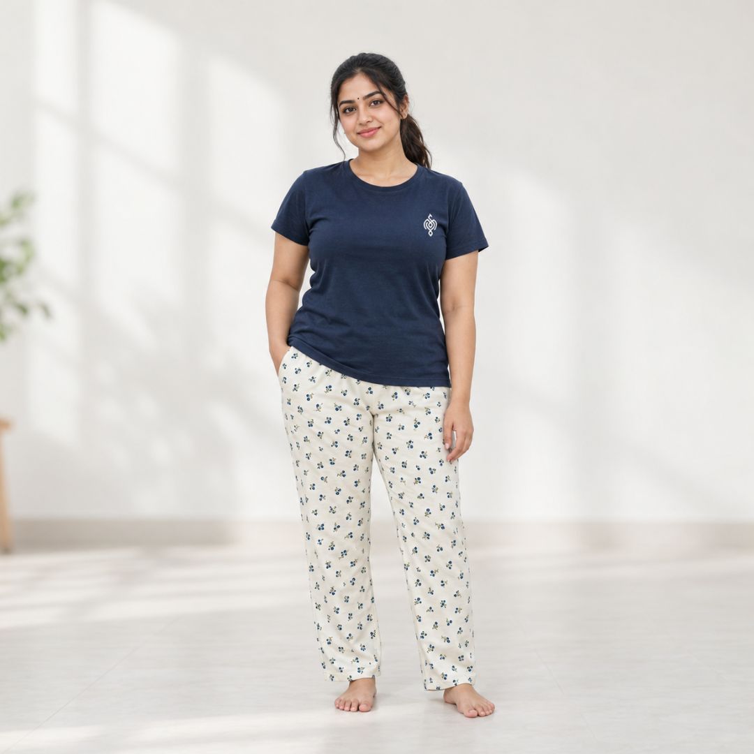 Navi blue Color Cotton Pyjama set