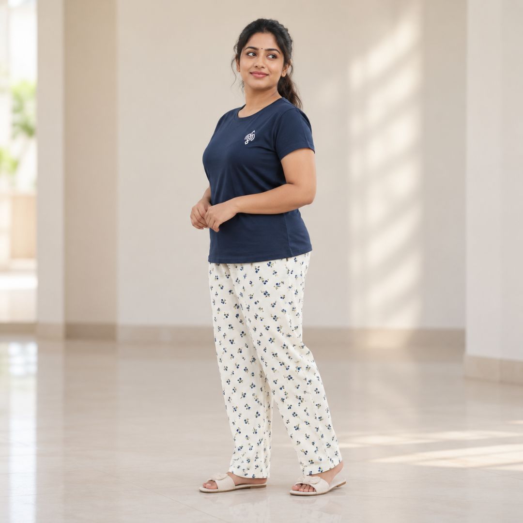 Navi blue Color Cotton Pyjama set