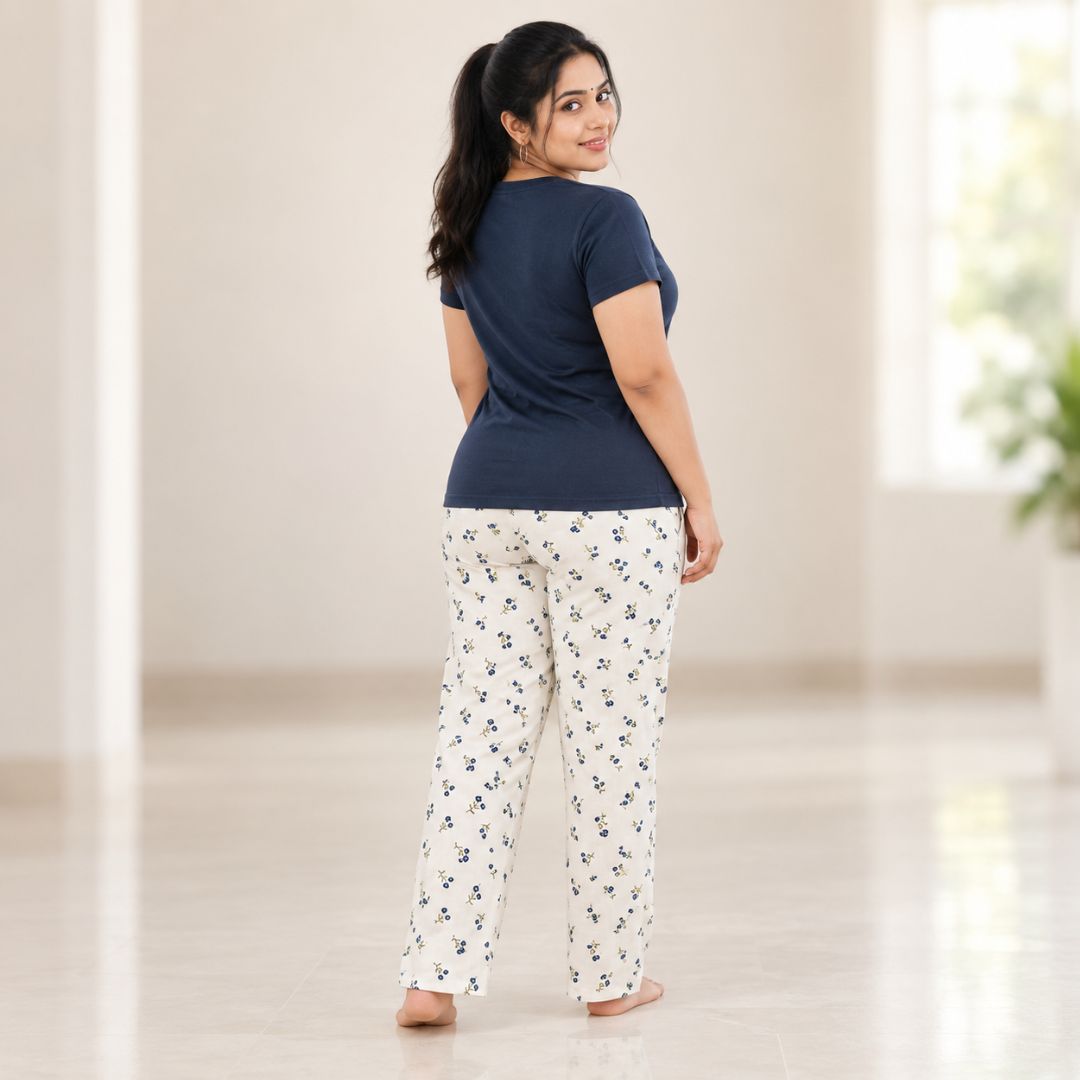 Navi blue Color Cotton Pyjama set