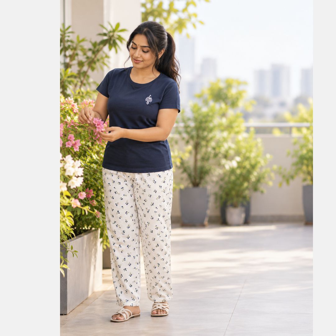 Navi blue Color Cotton Pyjama set